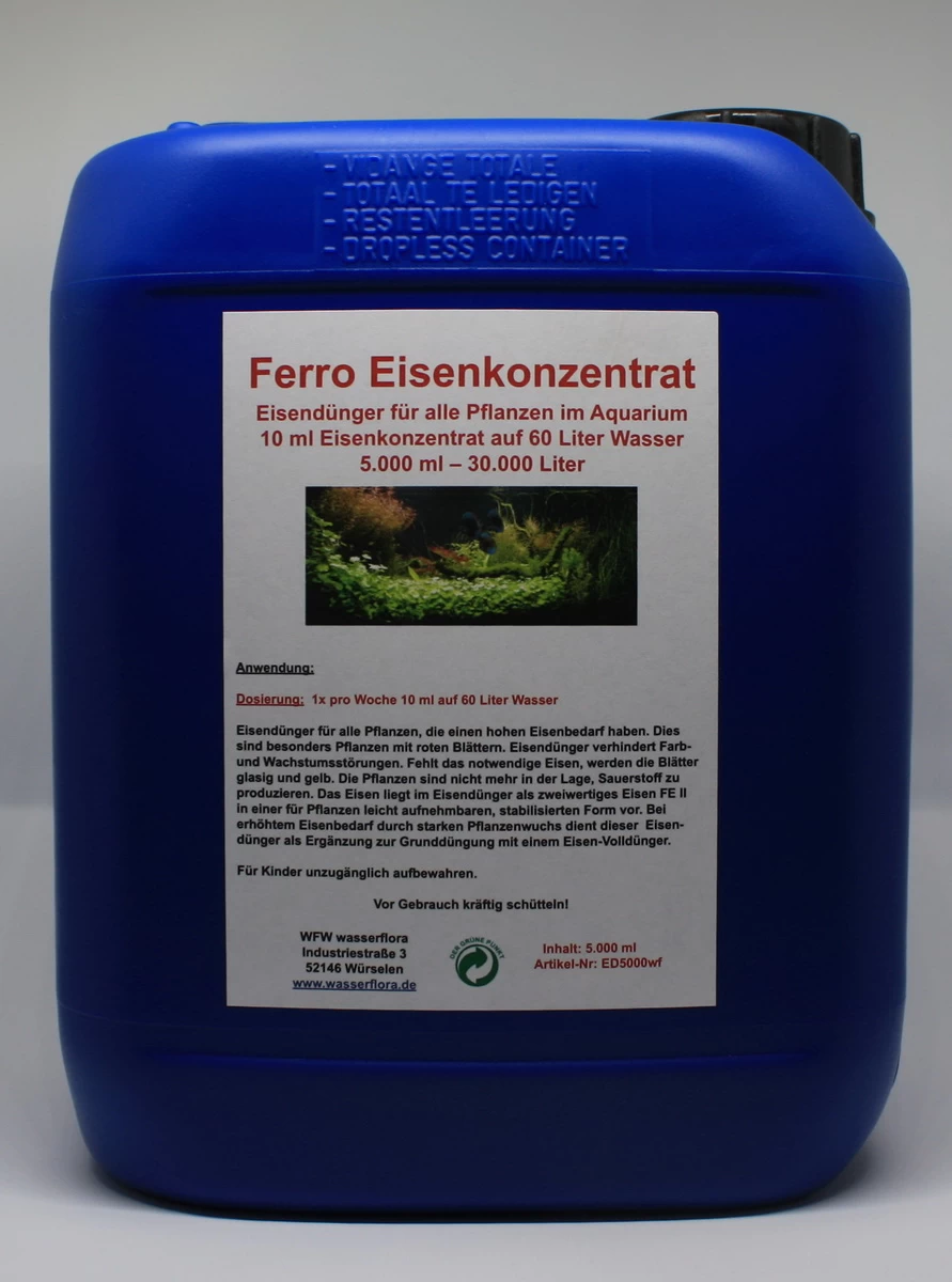 5 Liter Ferro Kanister Eisenkonzentrat / Eisendünger Für 30.000 Liter Wasser 1 5 Liter Ferro Kanister Eisenkonzentrat / Eisendünger Für 30.000 Liter Wasser