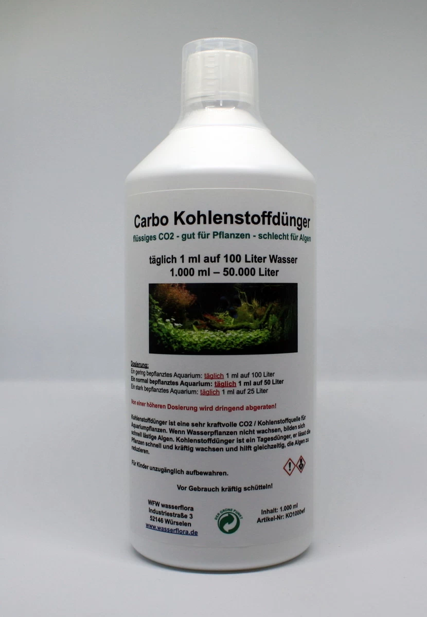 1.000 Ml Carbo Kohlenstoffdünger Für 50.000 Liter Wasser, Flüssiges CO2 - Gut Für Pflanzen - Schlecht Für Algen 1 1.000 Ml Carbo Kohlenstoffdünger Für 50.000 Liter Wasser, Flüssiges CO2 - Gut Für Pflanzen - Schlecht Für Algen
